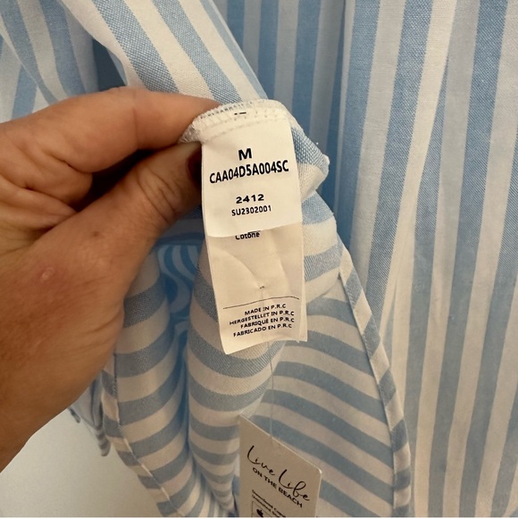 NWT x JJD By the Shore Striped Shirt Striped Blue and White Button-Up Shirt - Picture 14 of 15